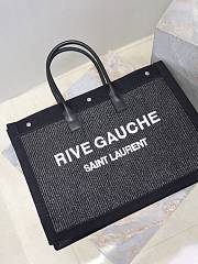 Kitlife Saint Laurent Rive Gauche Tote Bag in Black Raffia 509415 48×36×16cm - 5
