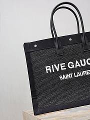 Kitlife Saint Laurent Rive Gauche Tote Bag in Black Raffia 509415 48×36×16cm - 4