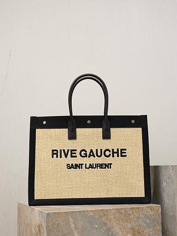 Kitlife Saint Laurent Rive Gauche Tote Bag in Beige Raffia 509415 48×36×16cm