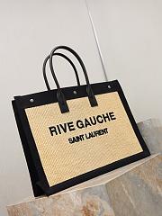 Kitlife Saint Laurent Rive Gauche Tote Bag in Beige Raffia 509415 48×36×16cm - 2