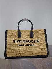 Kitlife Saint Laurent Rive Gauche Tote Bag in Beige Raffia Straw Woven 509415 48×36×16cm  - 1
