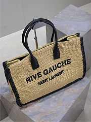 Kitlife Saint Laurent Rive Gauche Tote Bag in Beige Raffia Straw Woven 509415 48×36×16cm  - 4