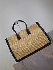 Kitlife Saint Laurent Rive Gauche Tote Bag in Beige Raffia Straw Woven 509415 48×36×16cm  - 3