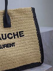 Kitlife Saint Laurent Rive Gauche Tote Bag in Beige Raffia Straw Woven 509415 48×36×16cm  - 2