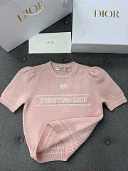Kitlife Dior Short-Sleeved Sweater Pink Virgin Wool-Cashmere Knit - 6