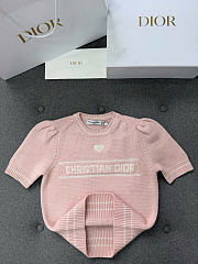 Kitlife Dior Short-Sleeved Sweater Pink Virgin Wool-Cashmere Knit - 5