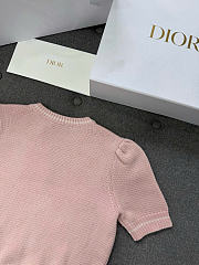 Kitlife Dior Short-Sleeved Sweater Pink Virgin Wool-Cashmere Knit - 4