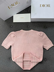 Kitlife Dior Short-Sleeved Sweater Pink Virgin Wool-Cashmere Knit - 3
