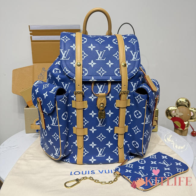 Kitlife Louis Vuitton Christopher MM Backpack Blue M55699 38x44x12.5cm - 1