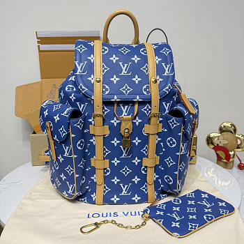 Kitlife Louis Vuitton Christopher MM Backpack Blue M55699 38x44x12.5cm