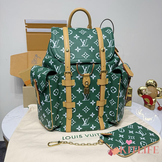 Kitlife Louis Vuitton Christopher MM Backpack Green M55699 38x44x12.5cm - 1