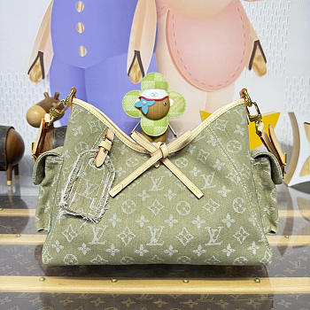 Kitlife Louis Vuitton Carryall Cargo PM Bag Green Denim M27623 33.5x23x15cm 