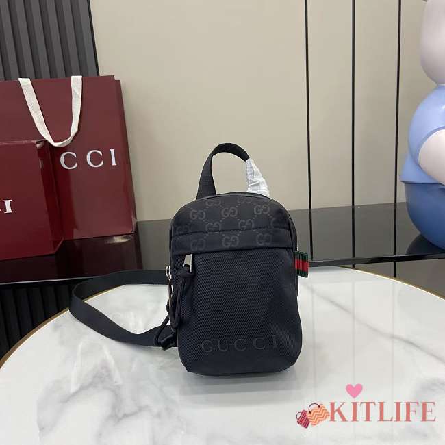 Kitlife Gucci Men's Nylon Crossbody Bag Black 12.5x17.5x4cm  - 1