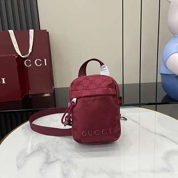 Kitlife Gucci Men's Nylon Crossbody Bag Red 12.5x17.5x4cm