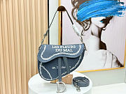 Kitlife Dior Embroidered Saddle Bag Blue 24×16×18cm - 1