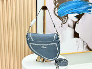 Kitlife Dior Embroidered Saddle Bag Blue 24×16×18cm - 3