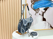 Kitlife Dior Embroidered Saddle Bag Blue 24×16×18cm - 2