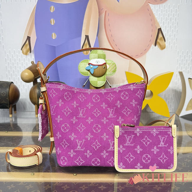 Kitlife Louis Vuitton All In BB Bag Pink Denim M27626 16x18x12cm - 1