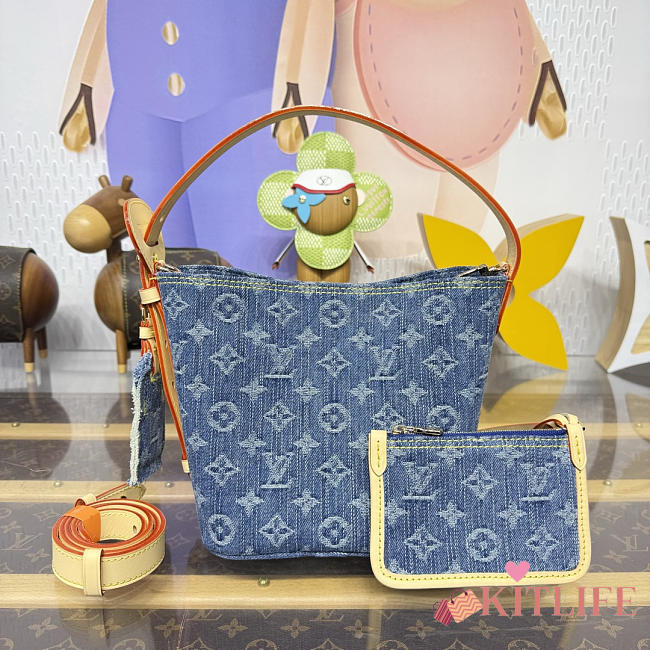 Kitlife Louis Vuitton All In BB Bag Blue Denim M27626 16x18x12cm  - 1