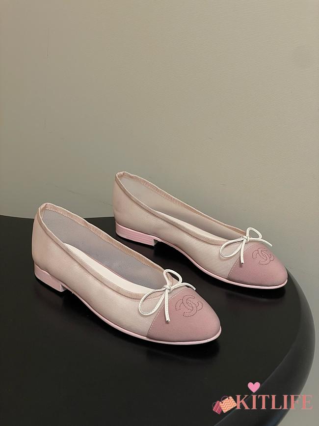 Kitlife Chanel Mesh Bow Ballet Flats Shoes Pink - 1