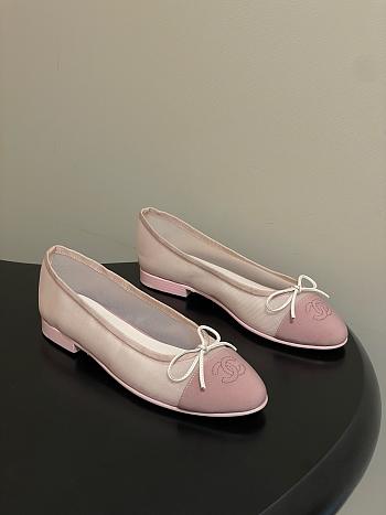Kitlife Chanel Mesh Bow Ballet Flats Shoes Pink