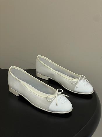 Kitlife Chanel Mesh Bow Ballet Flats Shoes White