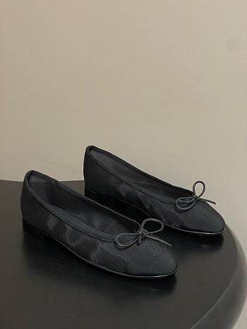 Kitlife Chanel Mesh Bow Ballet Flats Shoes Black