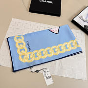 Kitlife Chanel Camellia Double C Scarf Blue 90x90cm - 6