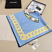Kitlife Chanel Camellia Double C Scarf Blue 90x90cm - 5