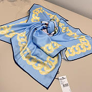 Kitlife Chanel Camellia Double C Scarf Blue 90x90cm - 4