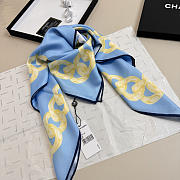 Kitlife Chanel Camellia Double C Scarf Blue 90x90cm - 3