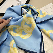 Kitlife Chanel Camellia Double C Scarf Blue 90x90cm - 2
