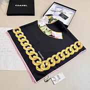 Kitlife Chanel Camellia Double C Scarf Black 90x90cm  - 5