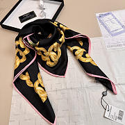 Kitlife Chanel Camellia Double C Scarf Black 90x90cm  - 4