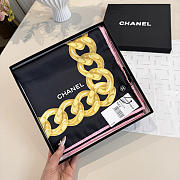 Kitlife Chanel Camellia Double C Scarf Black 90x90cm  - 2