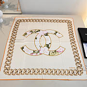 Kitlife Chanel Camellia Double C Scarf Beige 90x90cm  - 1