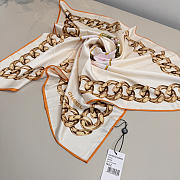 Kitlife Chanel Camellia Double C Scarf Beige 90x90cm  - 6