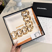 Kitlife Chanel Camellia Double C Scarf Beige 90x90cm  - 5