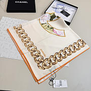 Kitlife Chanel Camellia Double C Scarf Beige 90x90cm  - 4