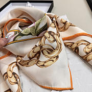 Kitlife Chanel Camellia Double C Scarf Beige 90x90cm  - 3