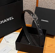 Kitlife Chanel Classic Silver Metal Double C Logo Black Quited Lambskin Belt 30mm  - 3
