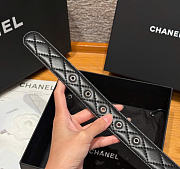 Kitlife Chanel Classic Silver Metal Double C Logo Black Quited Lambskin Belt 30mm  - 5