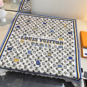 Kitlife Louis Vuitton Damiergram Silk Scarf White & Blue 90x90cm - 1