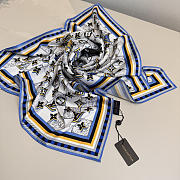 Kitlife Louis Vuitton Damiergram Silk Scarf White & Blue 90x90cm - 6