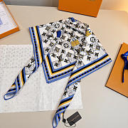 Kitlife Louis Vuitton Damiergram Silk Scarf White & Blue 90x90cm - 5