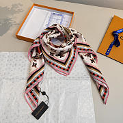 Kitlife Louis Vuitton Damiergram Silk Scarf White & Pink 90x90cm  - 5