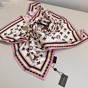 Kitlife Louis Vuitton Damiergram Silk Scarf White & Pink 90x90cm  - 6