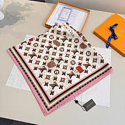Kitlife Louis Vuitton Damiergram Silk Scarf White & Pink 90x90cm  - 4