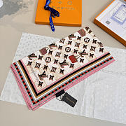 Kitlife Louis Vuitton Damiergram Silk Scarf White & Pink 90x90cm  - 3