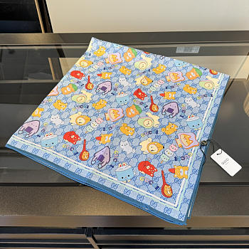 Kitlife Gucci Kawaii GG Supreme Siilk Scarf Blue 90x90cm